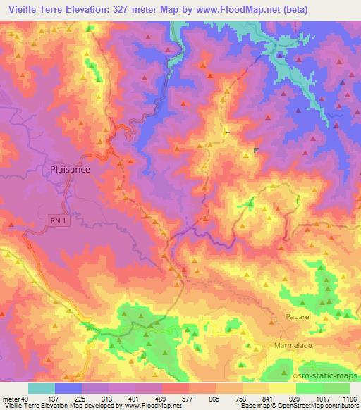 Vieille Terre,Haiti Elevation Map