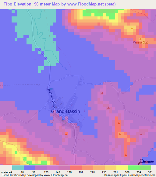 Tibo,Haiti Elevation Map