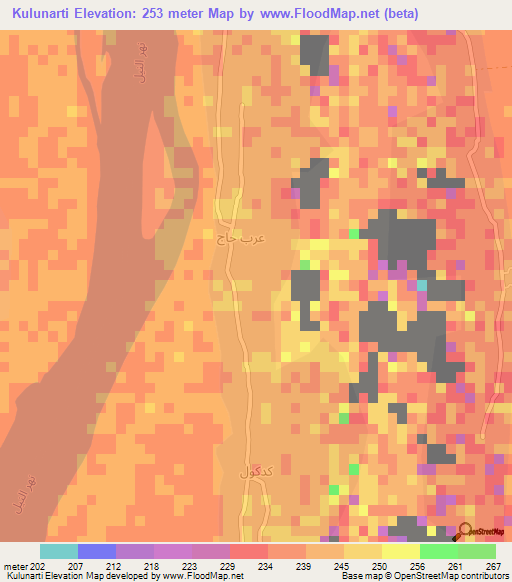 Kulunarti,Sudan Elevation Map