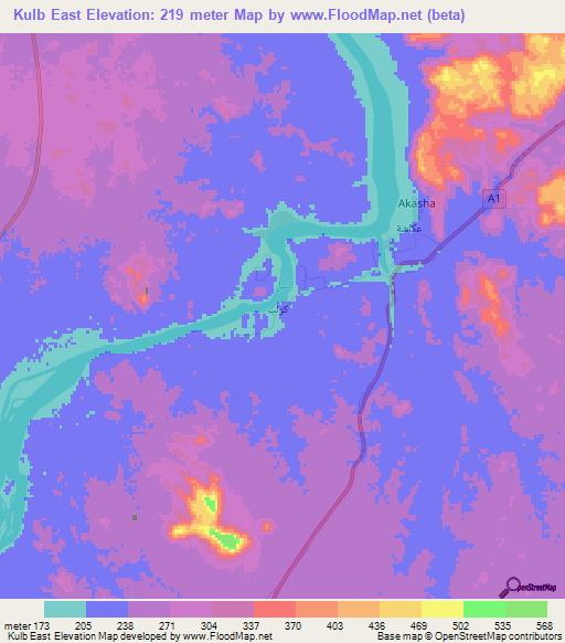 Kulb East,Sudan Elevation Map