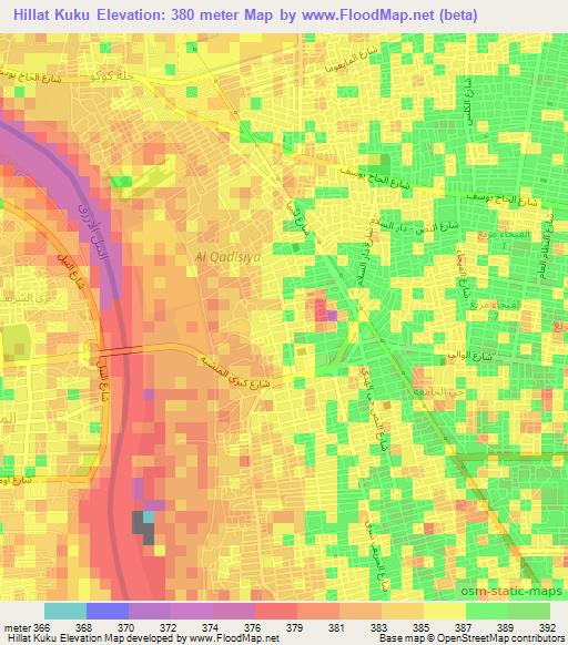 Hillat Kuku,Sudan Elevation Map