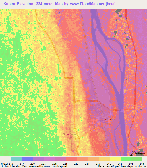 Kubtot,Sudan Elevation Map