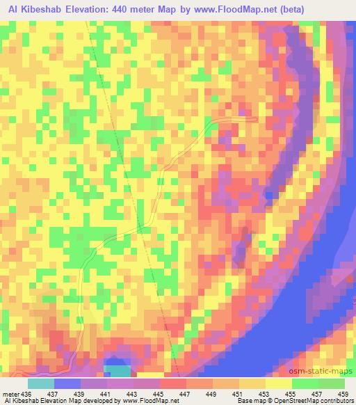 Al Kibeshab,Sudan Elevation Map