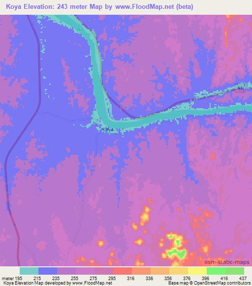 Koya,Sudan Elevation Map