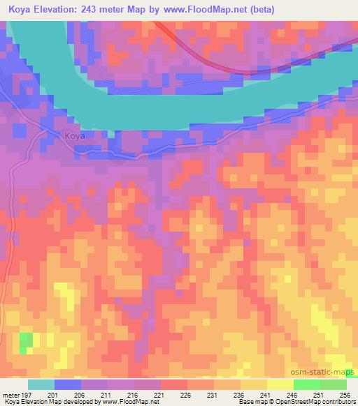 Koya,Sudan Elevation Map