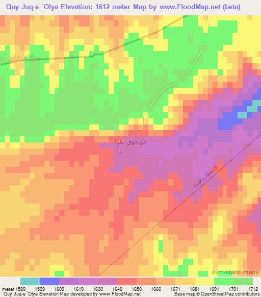 Quy Juq-e `Olya,Iran Elevation Map
