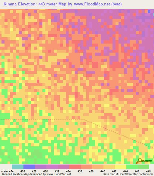 Kinana,Sudan Elevation Map