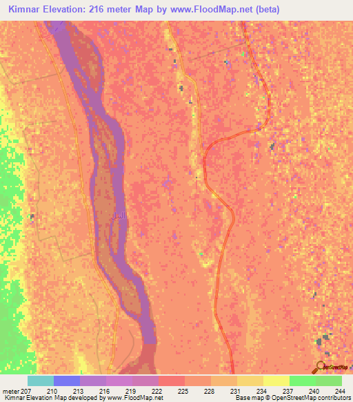 Kimnar,Sudan Elevation Map