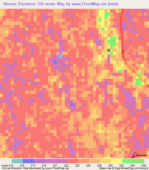 Kimnar,Sudan Elevation Map