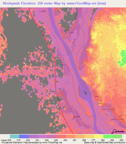 Khulaywah,Sudan Elevation Map