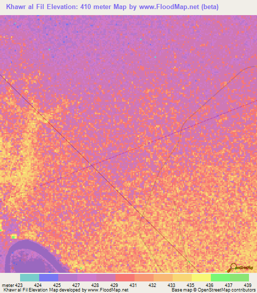 Khawr al Fil,Sudan Elevation Map
