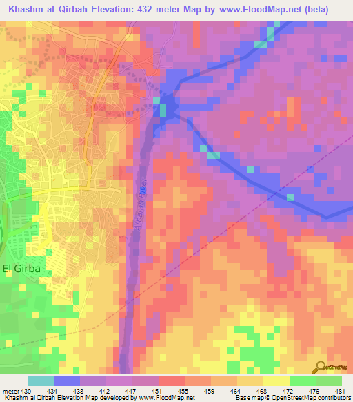 Khashm al Qirbah,Sudan Elevation Map