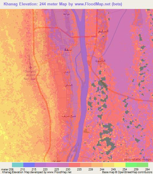 Khanag,Sudan Elevation Map