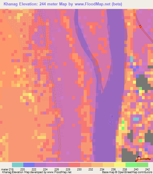 Khanag,Sudan Elevation Map
