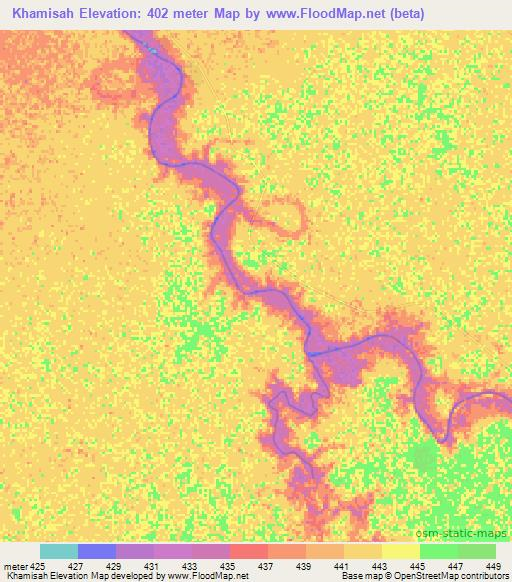 Khamisah,Sudan Elevation Map