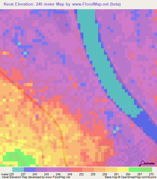 Kerat,Sudan Elevation Map
