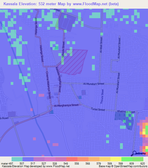 Kassala,Sudan Elevation Map