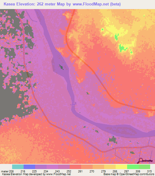 Kasea,Sudan Elevation Map