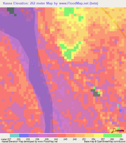Kasea,Sudan Elevation Map