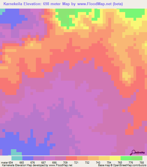 Karnekeila,Sudan Elevation Map