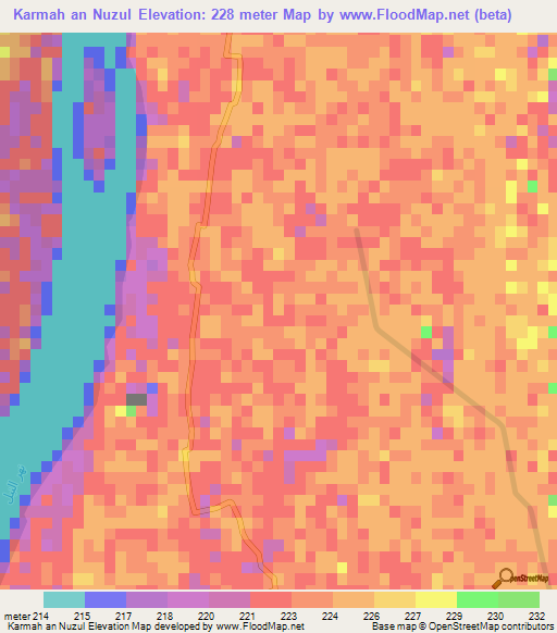 Karmah an Nuzul,Sudan Elevation Map