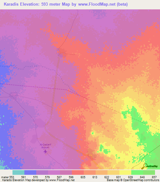 Karadis,Sudan Elevation Map