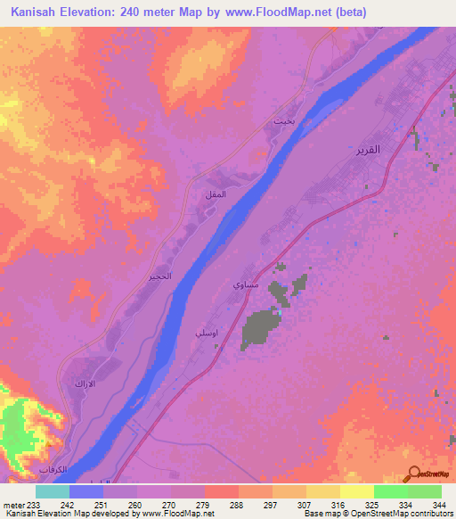 Kanisah,Sudan Elevation Map