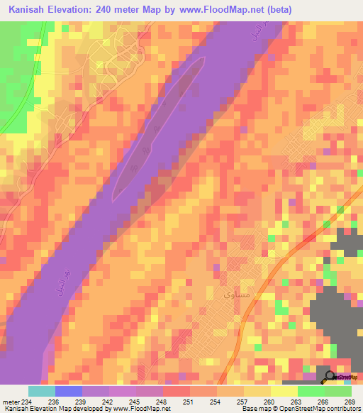 Kanisah,Sudan Elevation Map