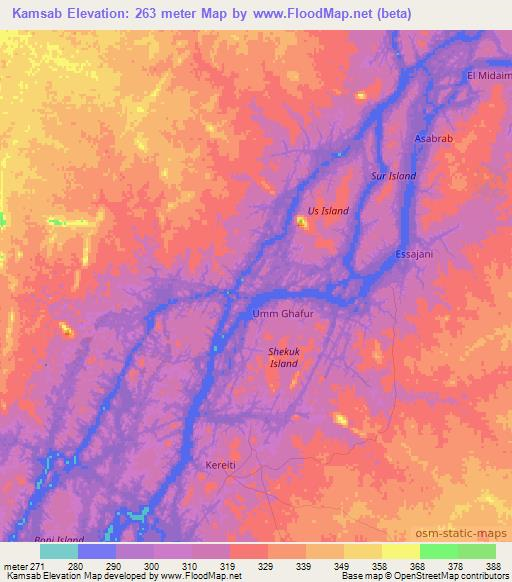 Kamsab,Sudan Elevation Map