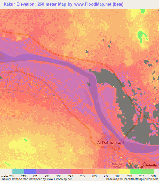 Kakur,Sudan Elevation Map