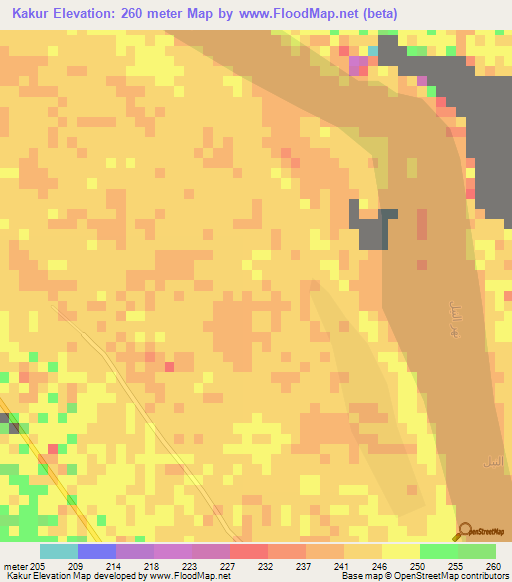 Kakur,Sudan Elevation Map
