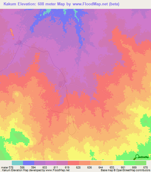 Kakum,Sudan Elevation Map