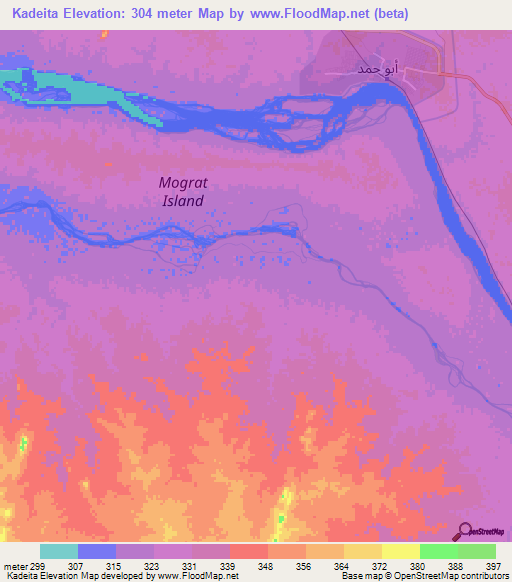 Kadeita,Sudan Elevation Map