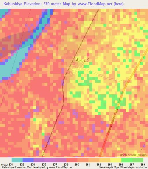 Kabushiya,Sudan Elevation Map