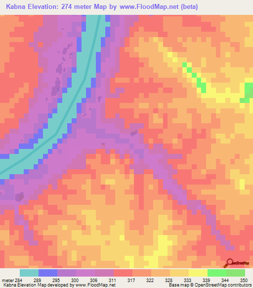 Kabna,Sudan Elevation Map