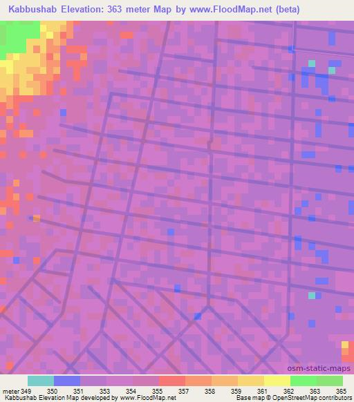 Kabbushab,Sudan Elevation Map