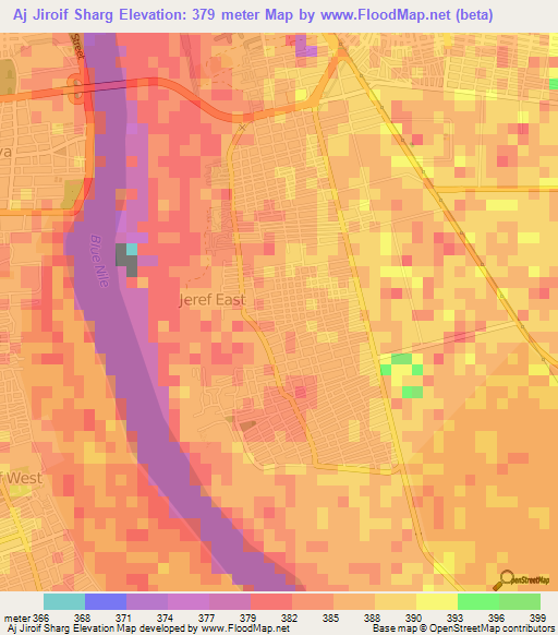 Aj Jiroif Sharg,Sudan Elevation Map