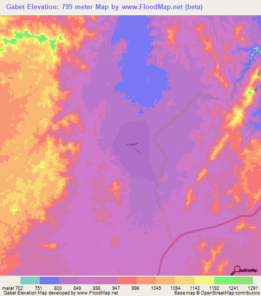 Gabet,Sudan Elevation Map