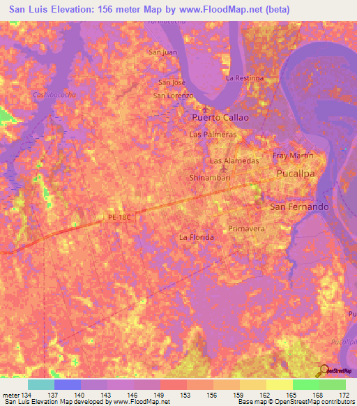 San Luis,Peru Elevation Map