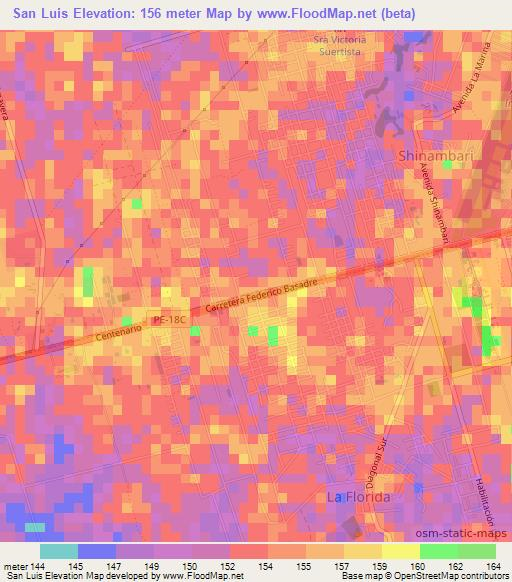 San Luis,Peru Elevation Map