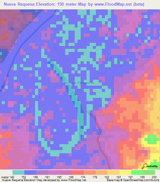 Nueva Requena,Peru Elevation Map