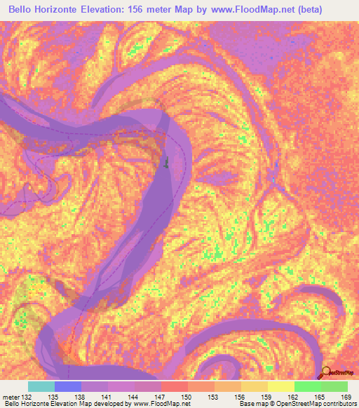 Bello Horizonte,Peru Elevation Map