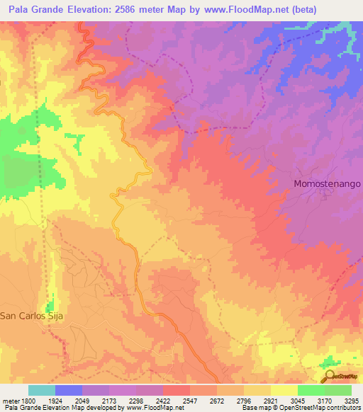 Pala Grande,Guatemala Elevation Map