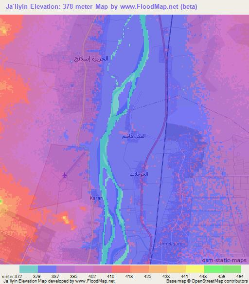 Ja`liyin,Sudan Elevation Map