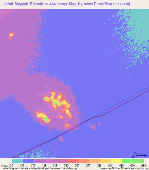 Jabal Mayyah,Sudan Elevation Map