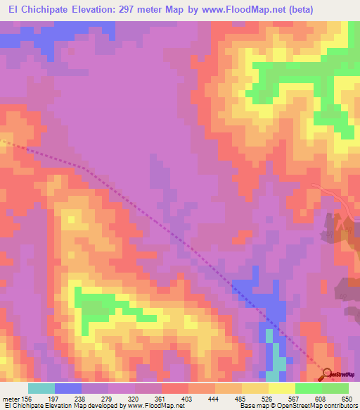 El Chichipate,El Salvador Elevation Map