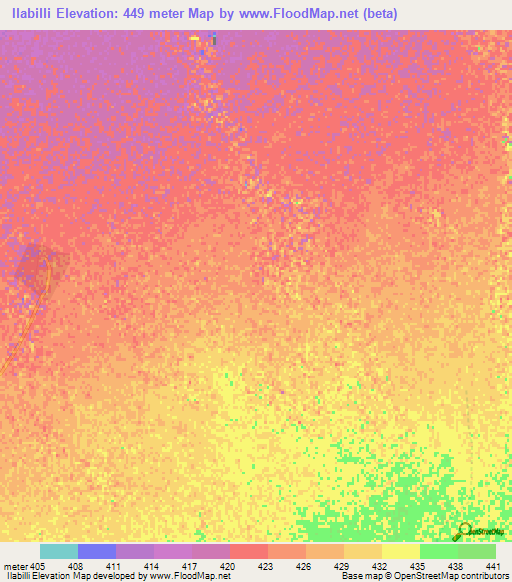 Ilabilli,Sudan Elevation Map