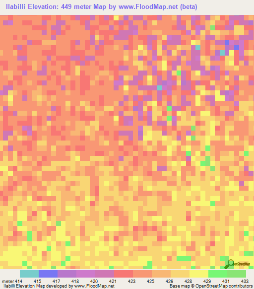 Ilabilli,Sudan Elevation Map