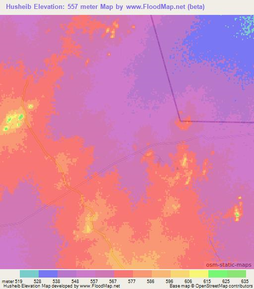 Husheib,Sudan Elevation Map