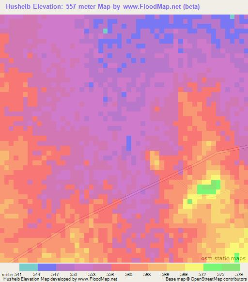 Husheib,Sudan Elevation Map